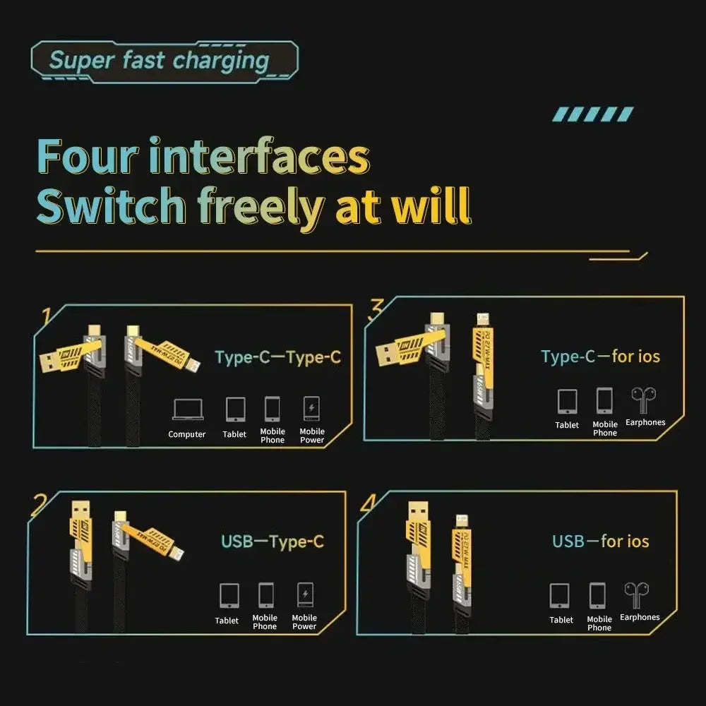 كابل شحن سريع 4 في 1 PD 65W