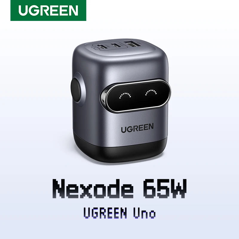 شاحن UGREEN 65W GaN سريع بتصميم روبوت - منافذ USB وType-C